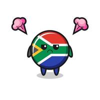 expression agacée du personnage de dessin animé mignon drapeau sud-africain vecteur