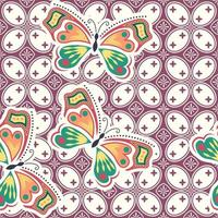 motif batik coloré avec dessin papillon. modèle sans couture batik vecteur