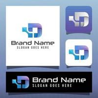 technologie de lettre d numérique couleur moderne pour votre marque ou votre technologie d'entreprise vecteur