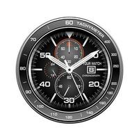 réaliste noir blanc orange horloge montre visage chronographe luxe isolé fond vecteur