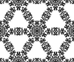 un motif d'ornement rond noir sur fond blanc. motif décoratif sans couture. couleur noir et blanc. motif vintage graphique vectoriel. pour le tissu, le carrelage, le papier peint ou l'emballage. vecteur