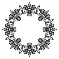 motif gracieux d'ornement circulaire. motif damassé rond avec place pour le texte. cadre fleuri. cadre avec arabesques. noir et blanc. motif vintage pour la décoration de cartes et d'invitations. vecteur