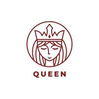 logo de visage de beauté reine dans le style d'art en ligne avec couronne, logo de visage de femme création de personnages illustration vectorielle inspiration de modèle