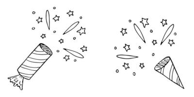 clipart de feu d'artifice dessiné à la main de vecteur. jolie illustration isolée sur fond blanc. pour les cartes de voeux, l'impression, le web, le design, la décoration. vecteur