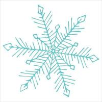 joli clipart de flocon de neige dessiné à la main. illustration vectorielle de doodle isolée sur fond blanc. design moderne de noël et du nouvel an. pour l'impression, le web, le design, la décoration, le logo. vecteur