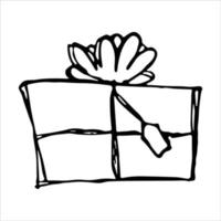 illustration de cadeau dessiné à la main isolé sur fond blanc. clipart cadeau d'anniversaire. griffonnage de vacances. vecteur