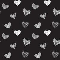 modèle sans couture avec des coeurs dessinés à la main dans un style doodle. couleurs noir et blanc. amour de la saint-valentin et fond de texture de mariage. belle impression pour le textile, les cartes, l'emballage cadeau, le design et la décoration vecteur