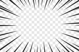 manga action cadre vitesse lignes simples mouvement lignes radiales isolé sur fond transparent abstrait explosif modèle bannière noir et blanc monochrome vecteur rétro illustration élément de bande dessinée