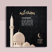 carte de voeux ramadan kareem. modèle de publication sur les réseaux sociaux avec calligraphie arabe vecteur