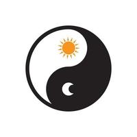 symbole ying yang de l'icône de vecteur jour et nuit