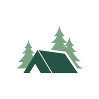 vecteur de conception de logo de camping de pin et de tente