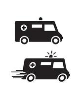 ambulance véhicule camion médical auto paramédic avec sirène urgence silhouette vecteur icône