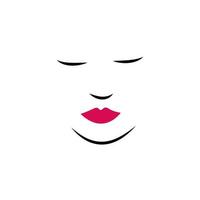 beauté femme visage lèvres rouges logo design vecteur