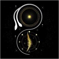 Conception d&#39;éclipse de serpent et de lune vecteur