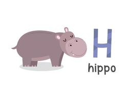 illustration vectorielle de la lettre de l'alphabet h et hippopotame vecteur