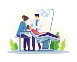 dentiste examinant ou traitant les dents du patient vecteur