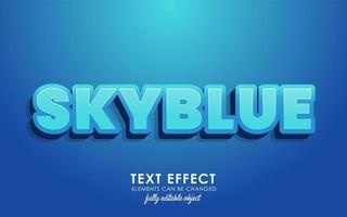lettre bleu ciel avec effet de texte détaillé avec un design 3d moderne et un joli thème bleu vecteur