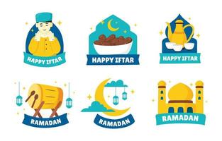ensemble d'étiquettes iftar ramadan dessinés à la main vecteur