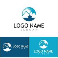 vecteur de conception de logo de paysage de montagne moderne simple, silhouette de pic de montage de glace rocheuse