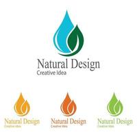gouttelette de goutte d'eau avec des feuilles pour le vecteur de conception de logo écologique frais et sain naturel