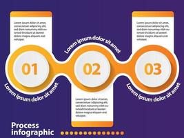 Élément de conception infographique de la chronologie en 3 étapes et options de nombre. vecteur