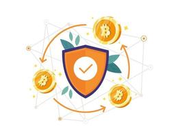 illustration vectorielle concept de protection bitcoin vecteur