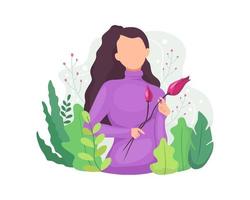 illustration de femme avec décoration florale vecteur