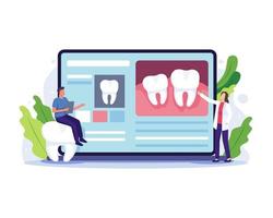 concept de consultation en ligne de dentiste vecteur