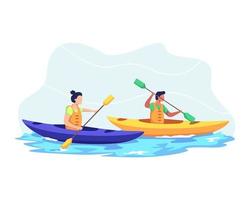 couple, kayak, ensemble, illustration vecteur