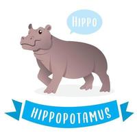 vecteur d'hippopotame de dessin animé mignon. illustration de dessin animé d'un personnage animal drôle d'hippopotame ou d'hippopotame - vecteur