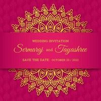 Vecteur de carte de mariage hindou mandala