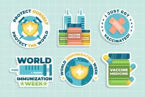 pack d'autocollants de la semaine mondiale de la vaccination vecteur