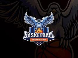 logo de mascotte de sport de basket-ball aigle vecteur