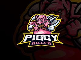 création de logo sport mascotte cochon guerrier vecteur