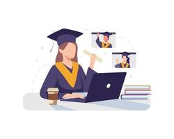 illustration de concept de remise des diplômes en ligne vecteur