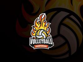création de logo de sport de volley-ball de feu vecteur
