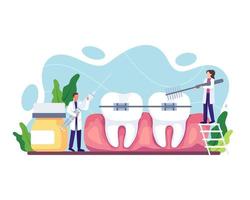 illustration de la procédure de soins orthodontiques vecteur