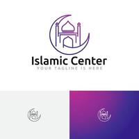 mosquée croissant centre islamique étude islam communauté musulmane ligne style logo vecteur