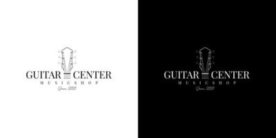 vecteur de conception de logo d'étiquette de magasin de guitare