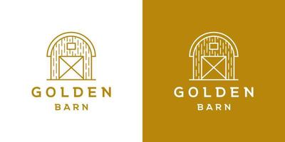 vecteur de conception de logo art ligne grange dorée