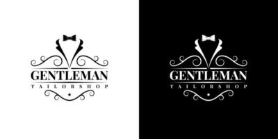 gentleman noeud papillon smoking costume mode tailleur vêtements vintage classique logo design vecteur