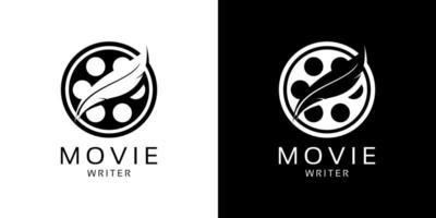 écrivain de cinéma production de films cinématographiques avec création de logo de plume plume vecteur
