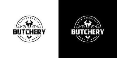 autocollant d'insigne d'emblème rétro vintage vecteur de conception de logo de boucherie