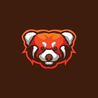 logo de conception de mascotte de panda rouge vecteur