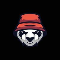 chapeau panda mascotte logo vecteur