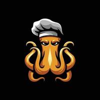 logo de la mascotte du chef de la pieuvre vecteur