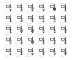jeu d'icônes de ligne de livre vecteur