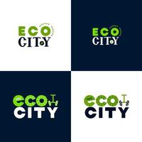 logo eco city pour magasin de scooter électrique, vélo. notion d'écologie. icône de vecteur. conception de lettrage à la main. pour l'image de marque, carte de visite, flyer. logotype pour magasin de soins de santé.