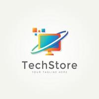 création de logo d'icône plate minimaliste de magasin de technologie