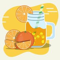 pot de jus d'orange avec illustration vectorielle de glaçons vecteur